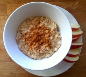 Porridge with grated apple and cinnamon.